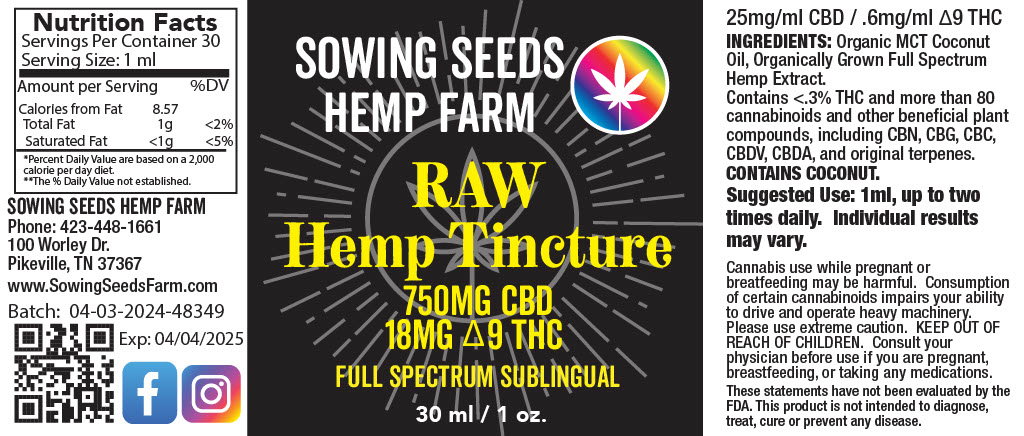 750mg CBD Hemp Tincture RAW Full Spectrum 1oz. - Image 3